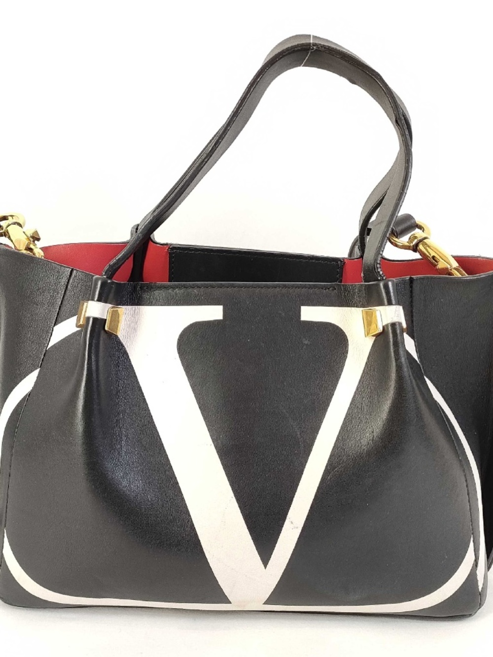 Valentino Garavani Go Logo Escape Black Leather Small Tote Bag